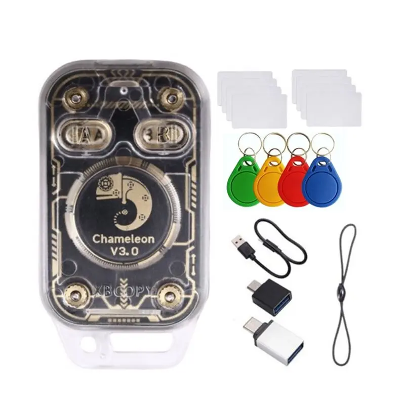 ?Chameleon V3.0 RFID Smart Chip Reader+4Xuid Keychain+4Xuid Card+4Xcuid Card 125K 13.56M ID IC Tag Copyer Read Write
