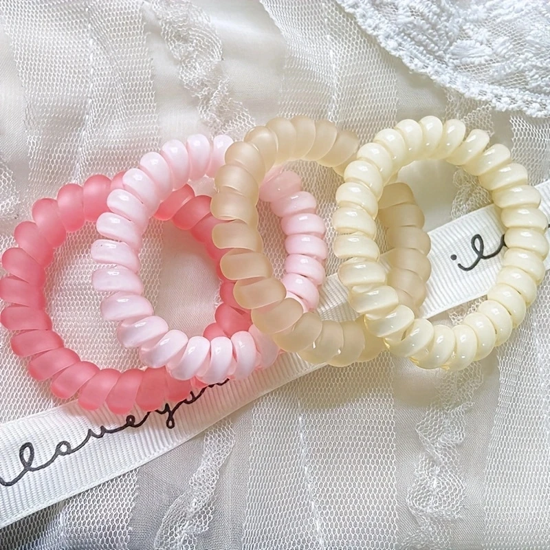 4pcs/set New Telephone Cord Scrunchies Spiral Hair Tie Ponytail Holder Rubber Bands Elastic Hair Band Women Hair Accessories