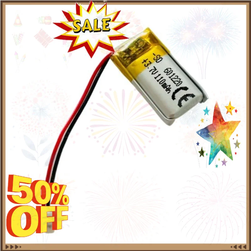 SWZY 5 Pcs 3.7V 110mAh 601220 Lipo Lithium Polymer Rechargeable Battery for MP3 GPS Bluetooth Headset Smart Watch Remote Control