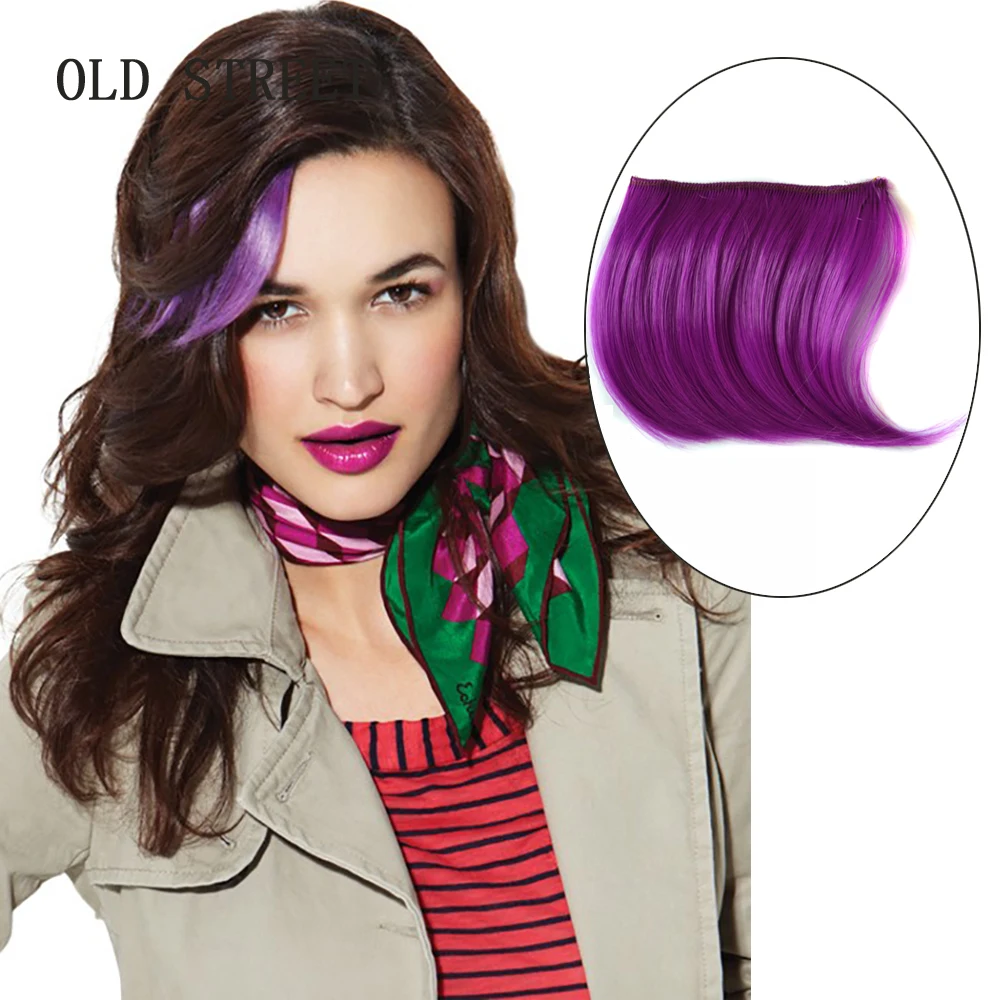 Synthetic Small Hair Bangs Extension Invisible Clip In Colorful Fringe For Cosplay Hair Accessories Heat Resistant Hairpieces