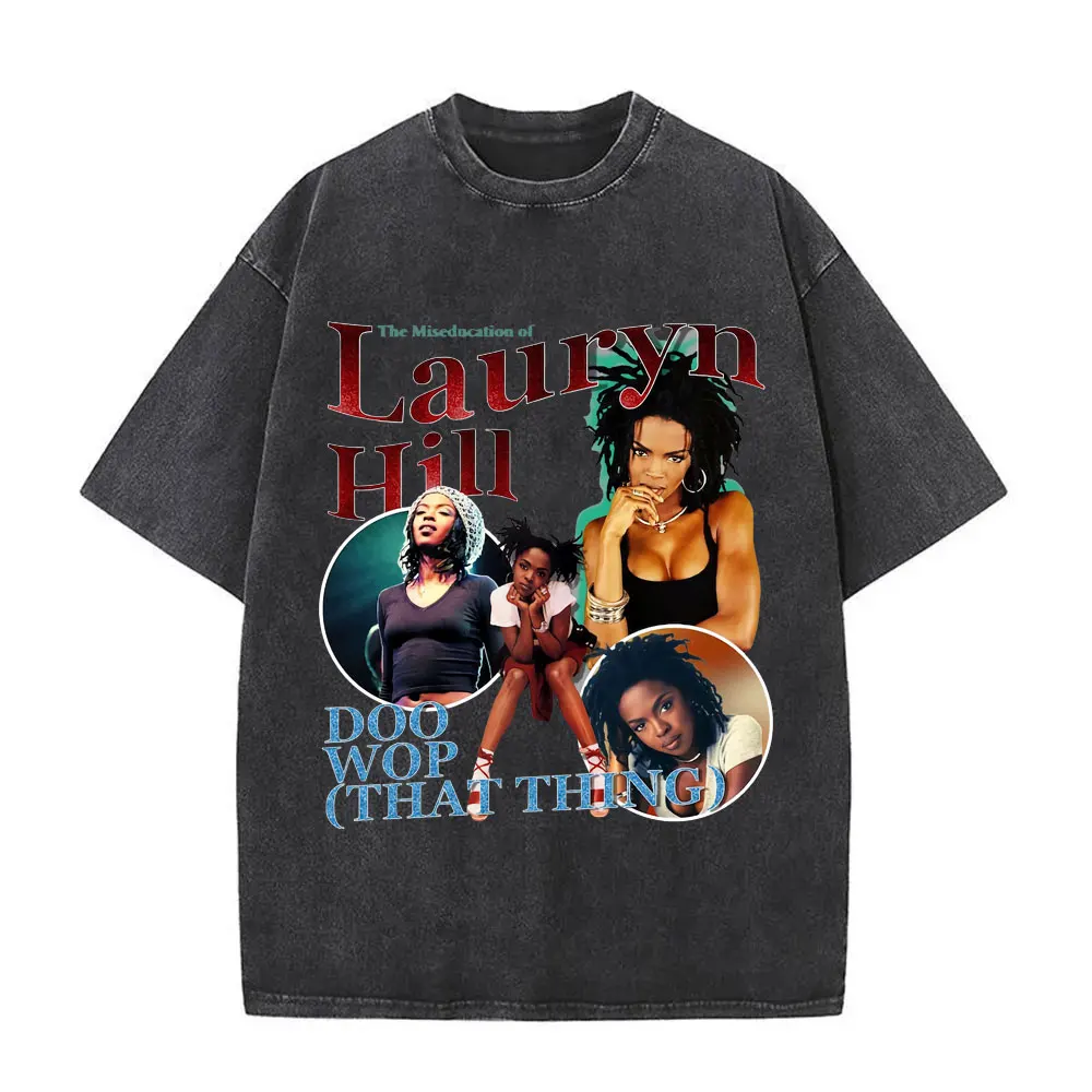 

Washed Vintage The Miseducation of Lauryn Hill Graphic T-shirts Men Women Casual Cotton Retro T Shirts Oversized Short Sleeve