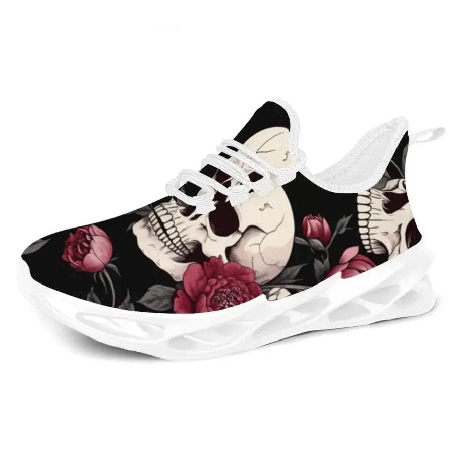 أحذية رياضية كاجوال مطبوعة على شكل جمجمة وأحمر وردية غير قابلة للانزلاق أحذية رياضية للرجال والنساء أحذية رياضية للجري والتنس أحذية رياضية بيضاء للمشي للرجال #1