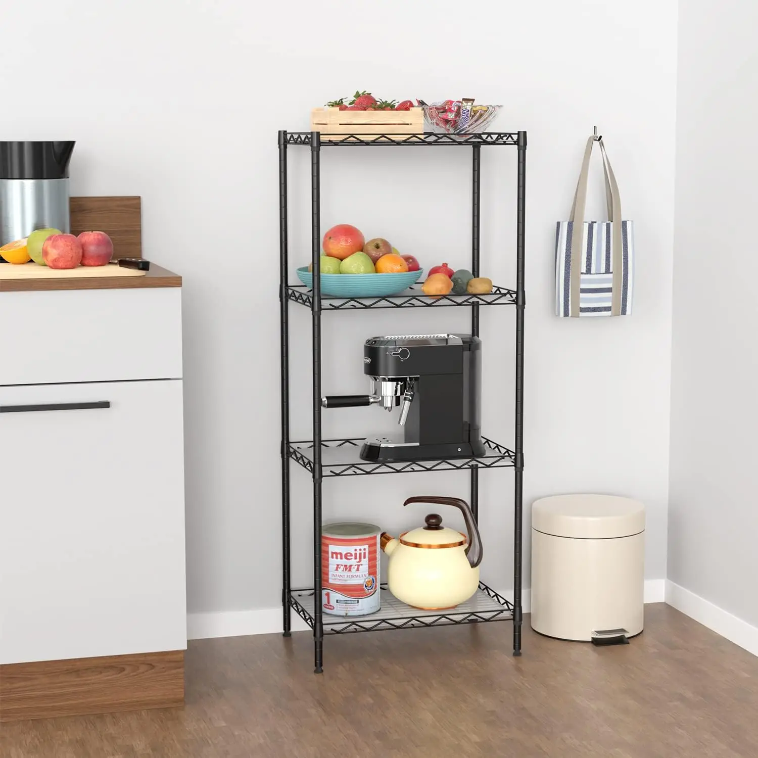 Imagem -04 - Comercial Wire Shelving Unit Ajustável Layer Metal Rack Prateleiras de Armazenamento 6-shelf em Rodízios 2100lbs Capacidade 14x36x54 h