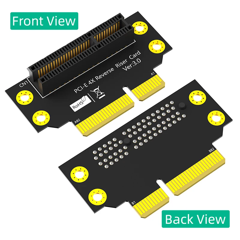 32mm PCIE X4 3.0 90 Degree Reverse Male to Female Riser Card PCI Express 4X to 4X Convert Card Adapter Riser Board for 1U Server