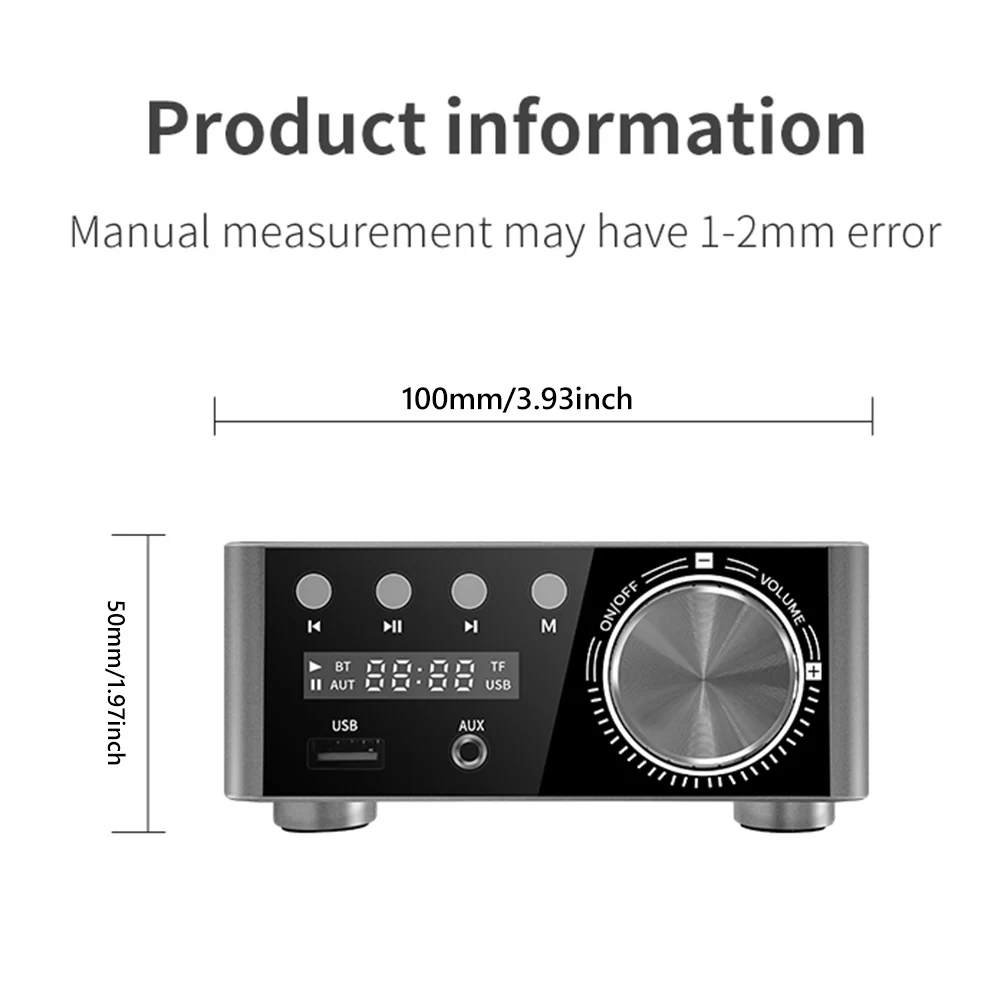 مضخم صوت 50Wx2 مع شاشة رقمية CS8673E HiFi مضخم طاقة صغير بلوتوث 5.0 صوت أمبير AUX TF مسرح منزلي