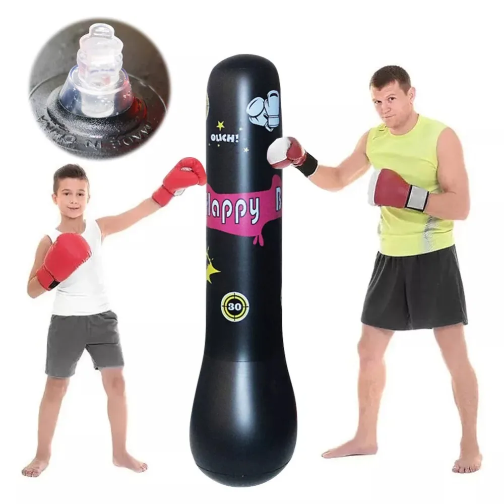 Saco de boxeo inflable de PVC, diseño de vaso grueso, bolsa de boxeo con espalda de rebote, juguete para aliviar el estrés para niños, juegos interactivos familiares