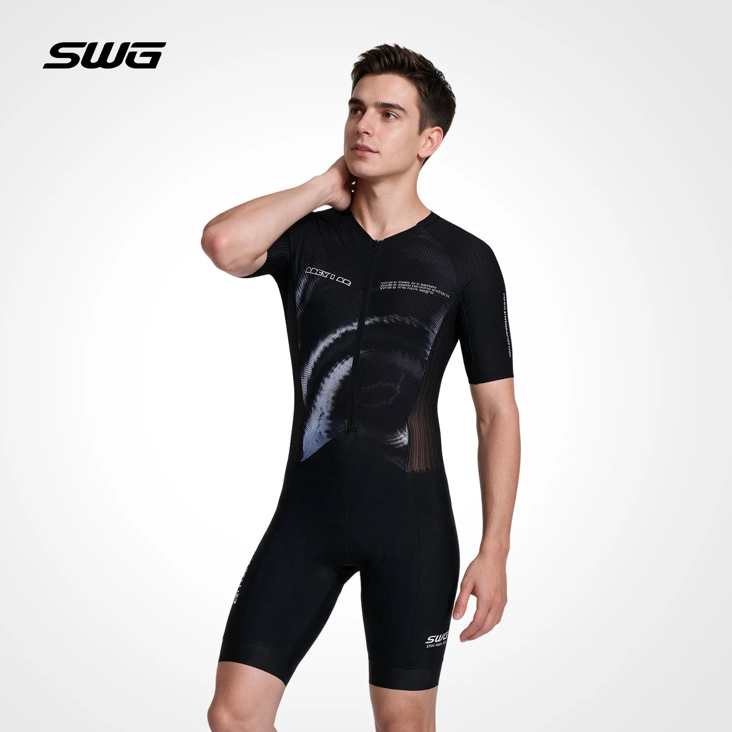 SWG 10h Padded Men's Cycling Skinsuit Italy Elastic Interface Bicycle Bibs YKK Zipper Bike Shirts MTB Clothing
