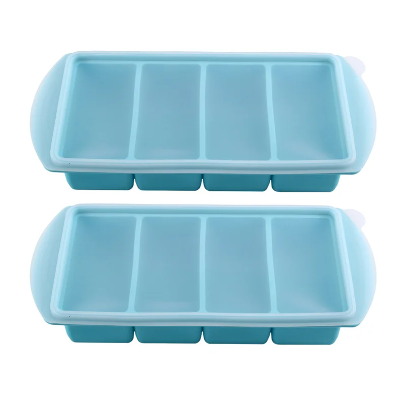 

A25F-силиконовый лоток для морозильной камеры с крышкой-формы для еды, лоток для кубиков льда, контейнер для морозильной камеры, замораживание и магазин супа, 2 шт.