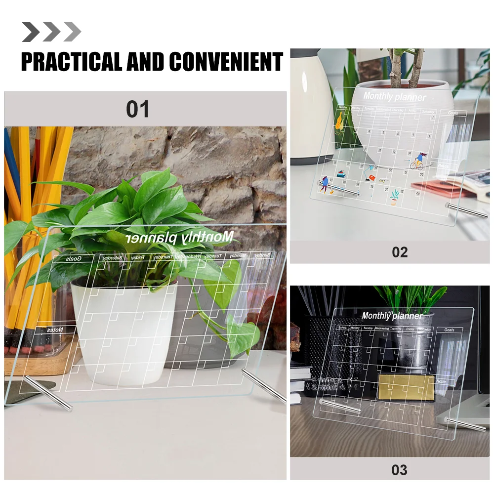 Planungstafel aus Glas, transparent, zum Schreiben, Whiteboard, wiederverwendbar, Acryl, stehend, transparent