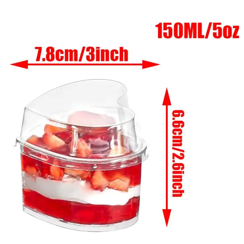 10/20/30Pcs Disposable Transparent Plastic Mousse Cup Mini Heart Shaped Pudding Dessert Cup For Hotel Party And Sweet Shop