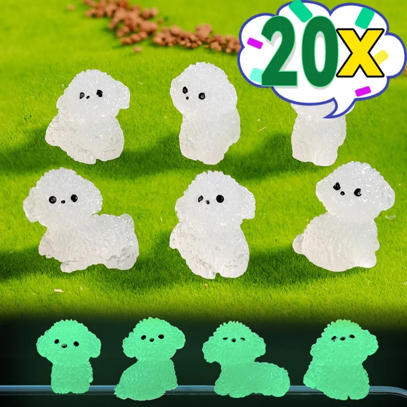 Adornos luminosos para perro caniche, espejo retrovisor para salpicadero, adorno para cachorro, accesorios de decoración noctilucentes DIY para jardín, 4-20 piezas