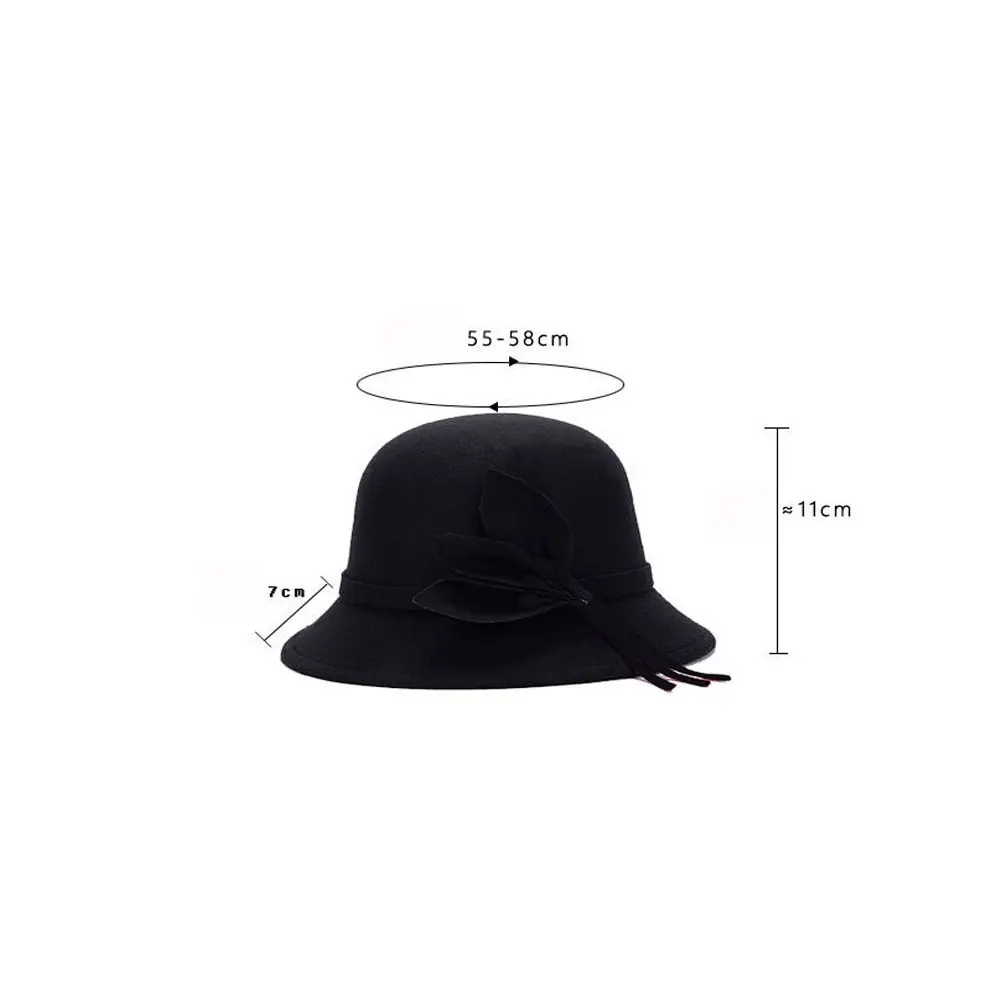 Basin Cap Elegant Women Vintage Ladies Girl Hat Fashion Retro Church Bowler Cloche Hats Vintage Warmer Felt Bucket Cap Lady Girl