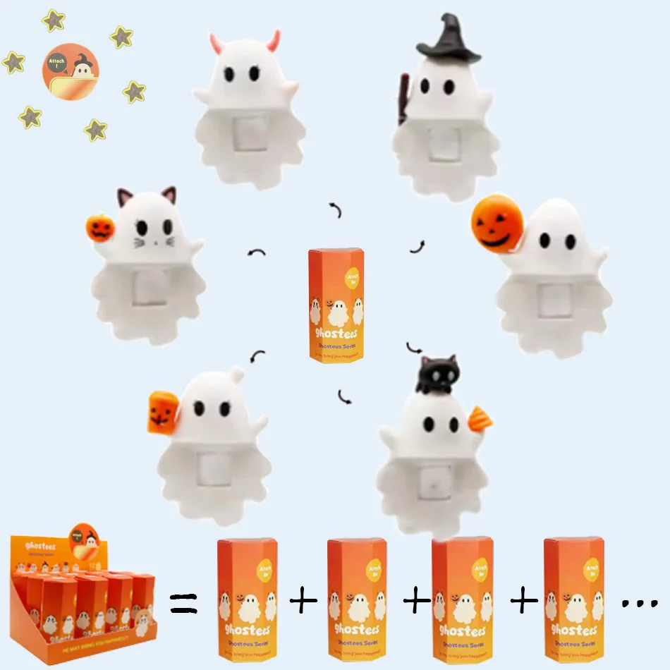 Boîte aveugle Ghostees d'halloween, figurine d'action, jouets mystère, cadeau Surprise pour enfant, poupées pendentif mignonnes faites à la main