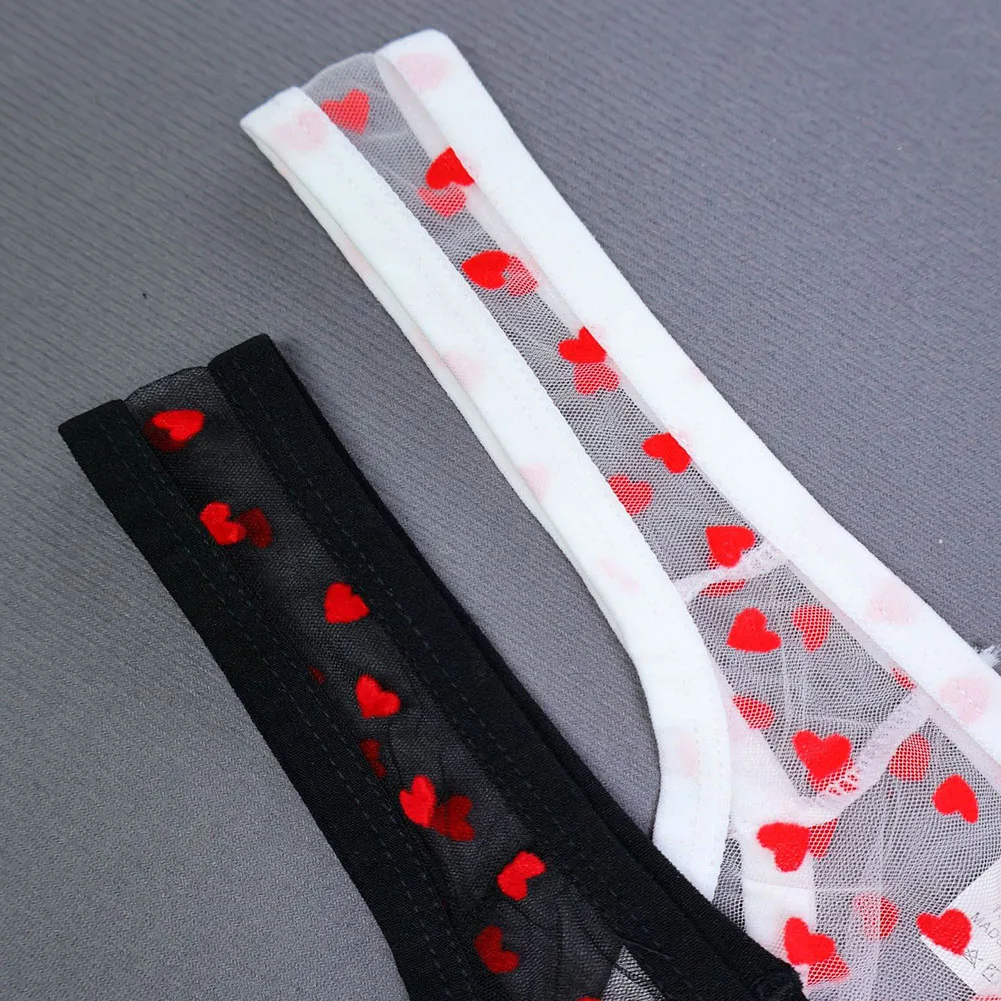 

1 шт., прозрачные мужские сетчатые трусы с низкой талией, стринги с принтом красного сердца, мужские легкие, мягкие, сексуальное нижнее белье