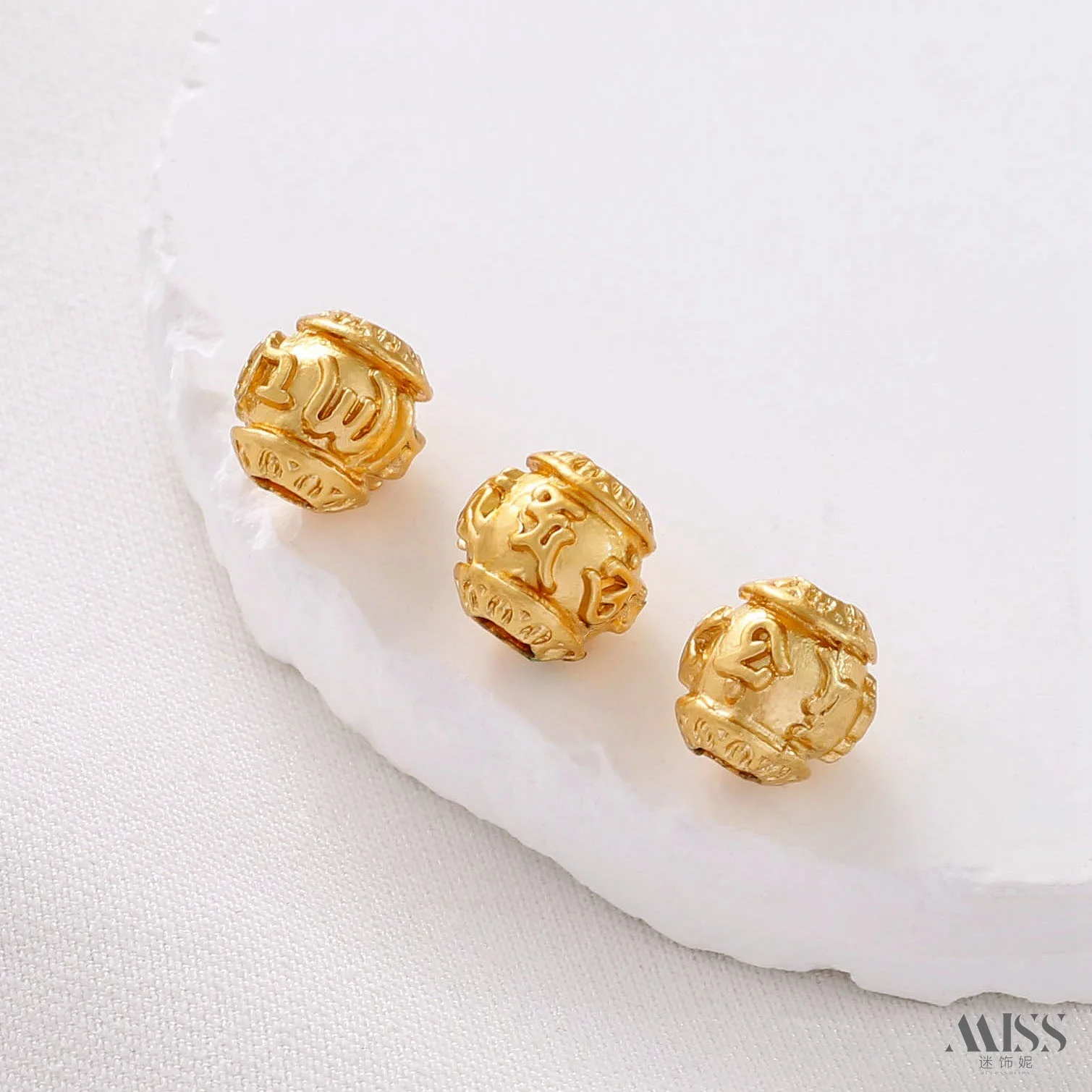 

18K Antique Gold & Matte Gold Six-Character Motto Large Hole Loose Beads For DIY Handmade Bracelet Necklace Jewelry Accessories