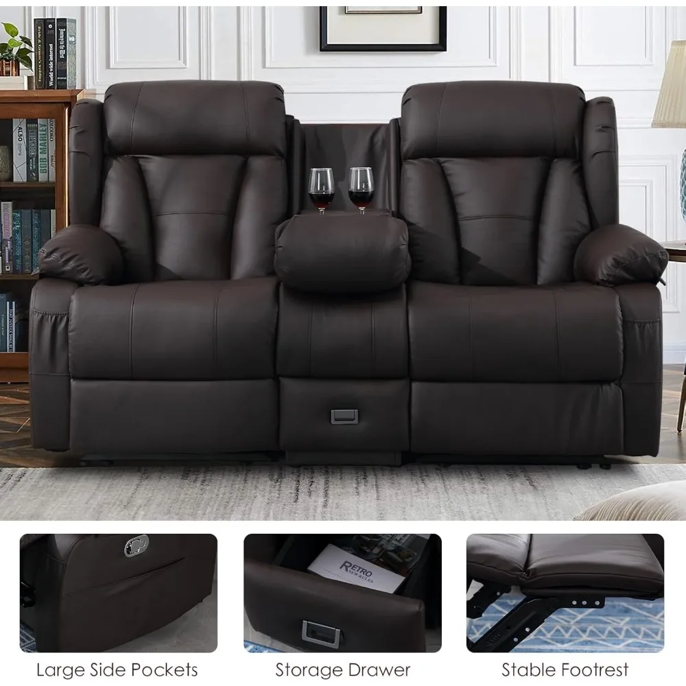 أريكة كرسي Loveseat، أريكة كرسي RV، مقعد Loveseat مستلق يدوي مع وحدة تحكم لغرفة المعيشة، جلوس المسرح المنزلي