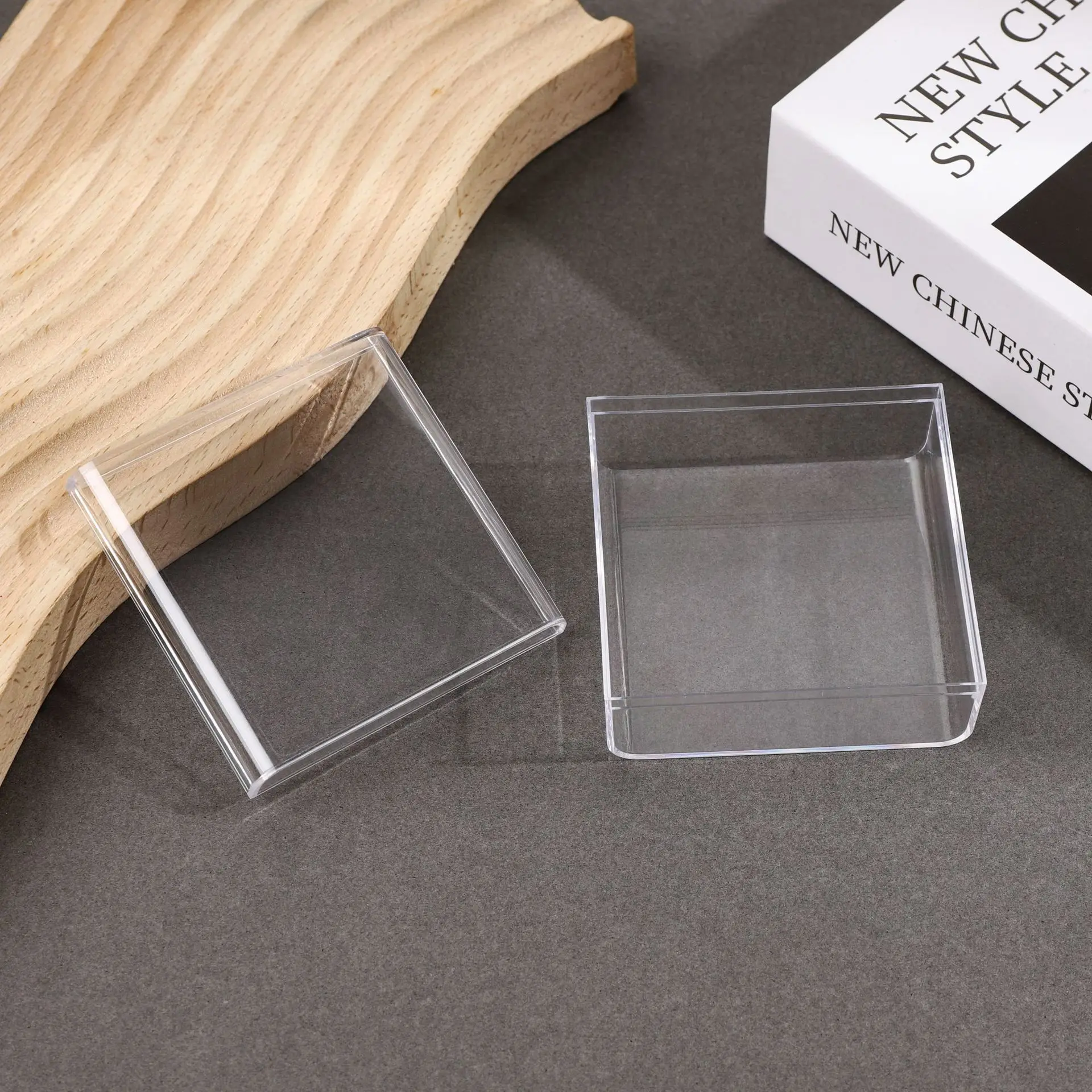 50pcs Square Transparent PS Plastic Storage Box For Display Mini Case Container Jewelry Beads Crafts Packaging Box