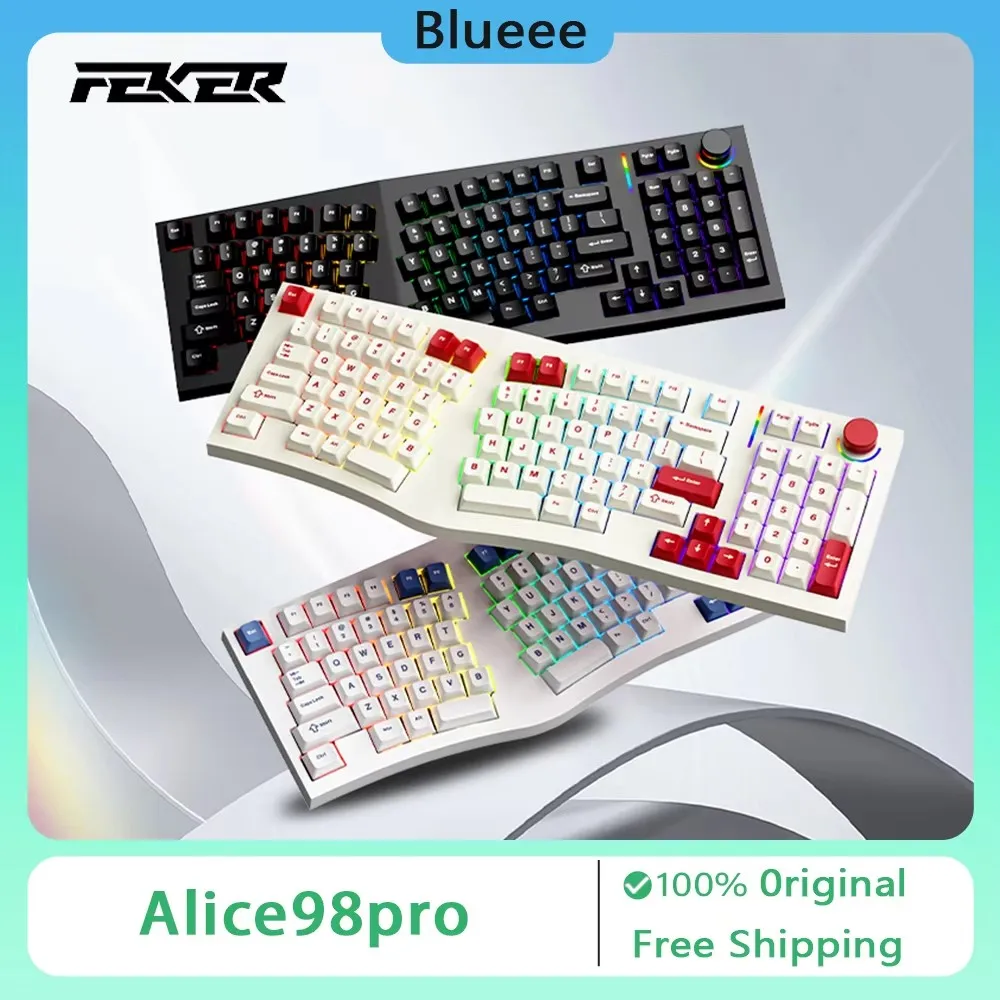 FEKER Alice98Pro Mechanical Keyboard Tri Mode RGB Gasket Hot-Swap Customized Ergonomics Keyboards Esports PC Accessories Gift