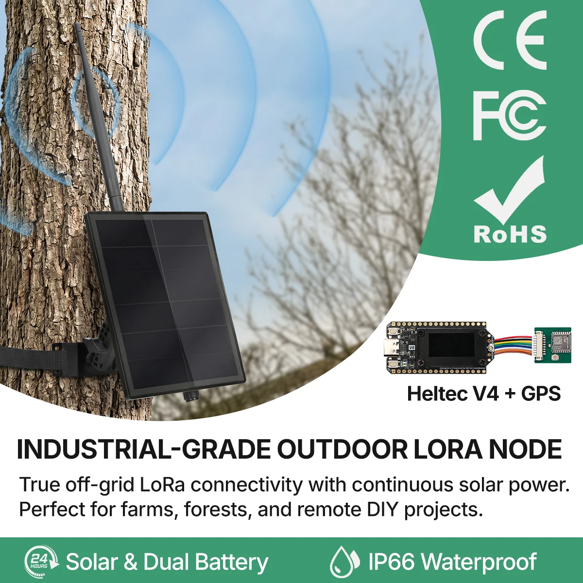 Outdoor Meshtastic Solar-Knoten mit GPS-Modul Heltec ESP32 LoRa V4 Meshcore Repeater 5W Solarpanel Mesh-Netzwerk WiFi LoRa BLE – Detail 1