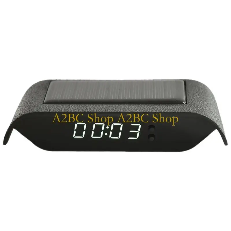 A2BC Sun Powered Auto Clock Noctilucence Time Temperature Date Display for Drivers