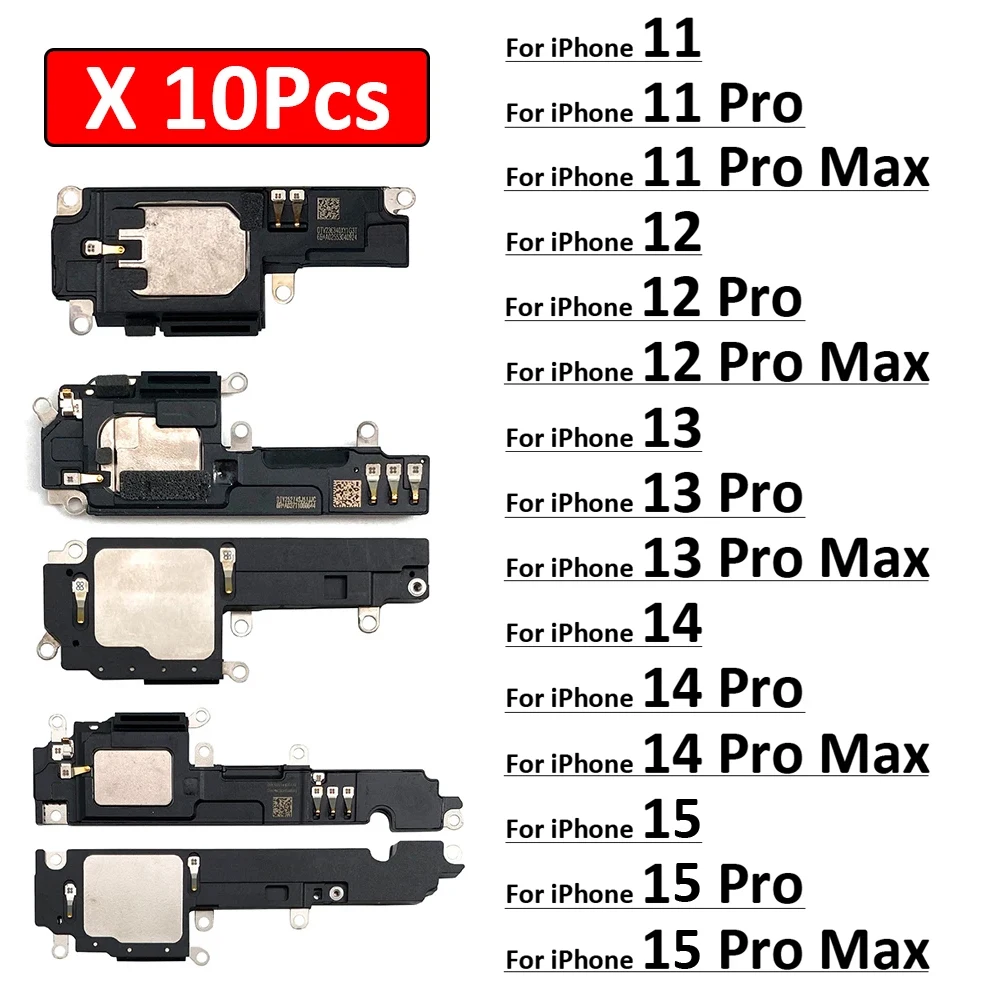 

10Pcs/Lot, New For iPhone 14 13 12 11 15 Pro Max Plus Mini Loud Speaker LoudSpeaker Ringer Buzzer Flex Cable Replacement Parts