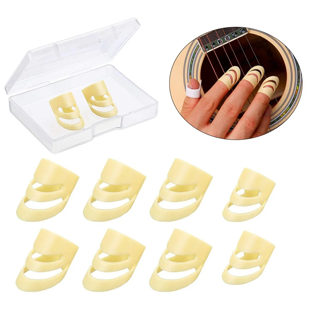 Quality Finger Picks Guitar Plectrum Beige Can Be Trimmed Medium&Large Set String Instrument 6L+2M\\2L+6M Bass