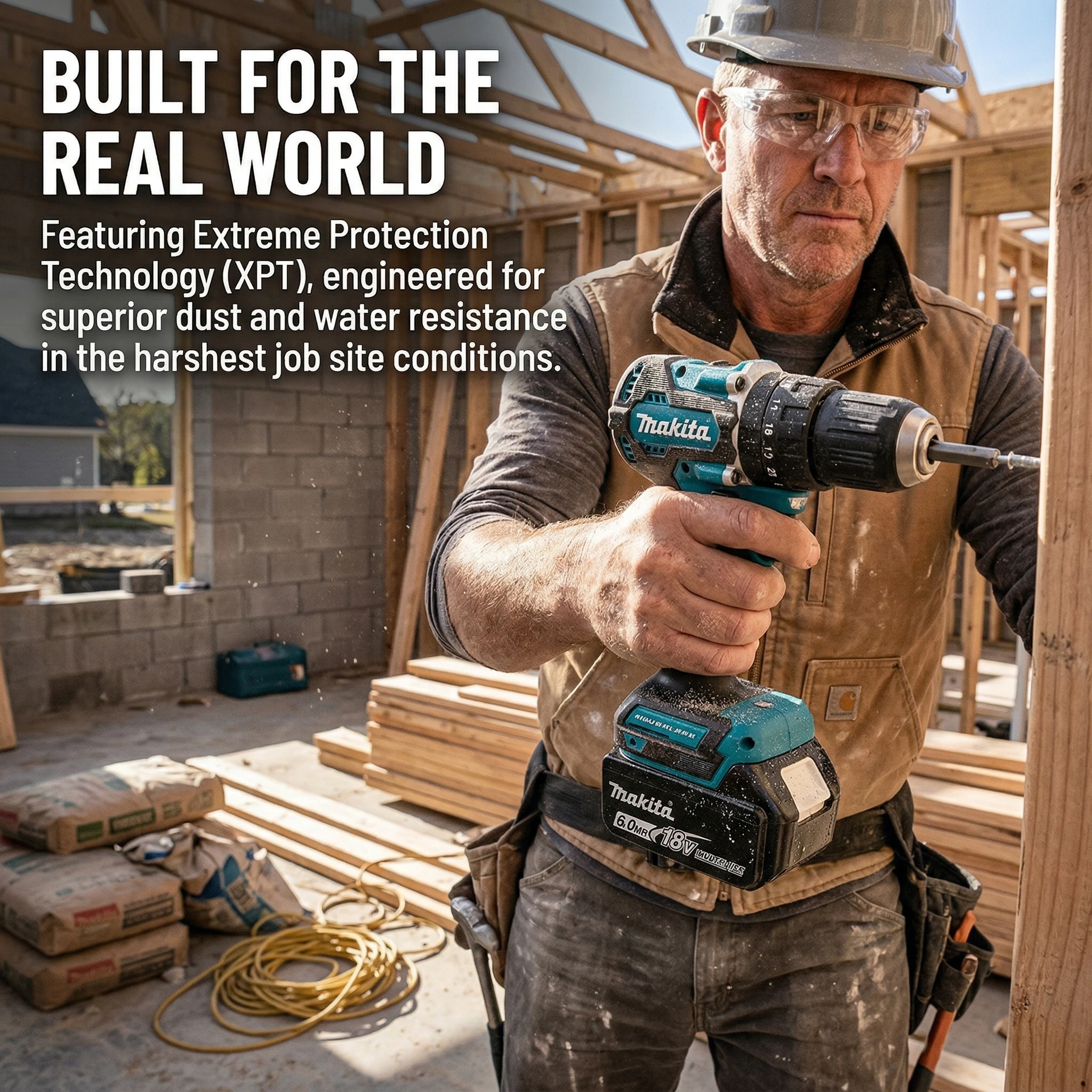 Аккумуляторная бесщеточная дрель-шуруповерт Makita DDF487 18В, эргономичная, для монтажных работ и ремонта
