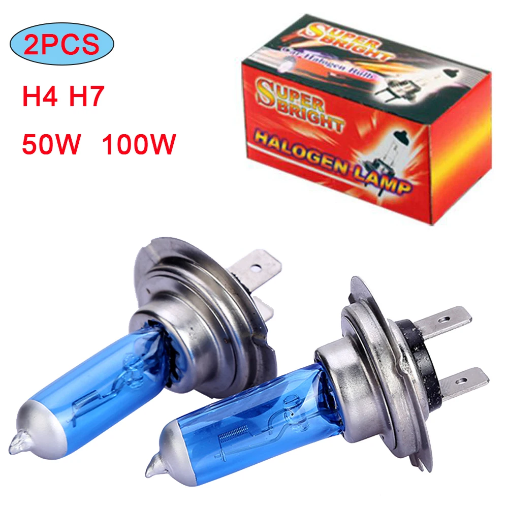 

Car Light Headlights 6000K 4300K 2300K Auto Car Headlight Parking light lamp 2PCS 12V H7 H4 50W 100W Super White Halogen Bulb