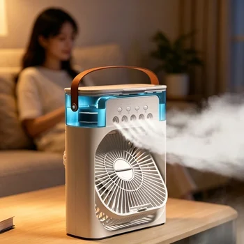 Nowy przenośny klimatyzator 3 w 1, mini wentylator klimatyzacyjny z nawilżaczem i lampką nocną LED do domu i biura.