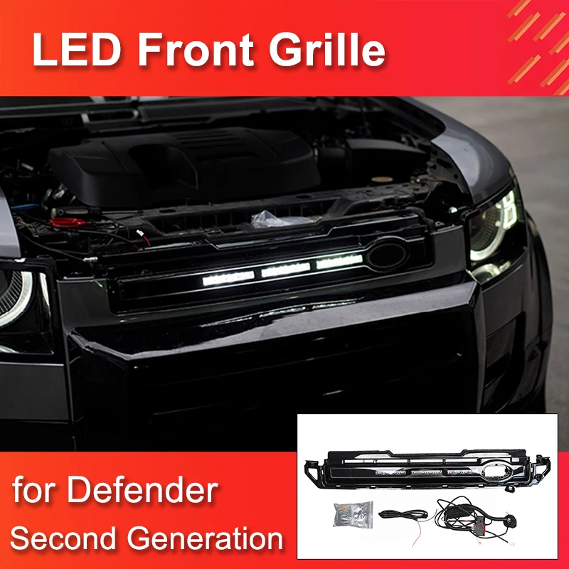 

Racing Grills Front Grille Lamp for Land Rover Defender 90/110/130 2020-2023 Led Grille Lights with LED Highlight Light Bar