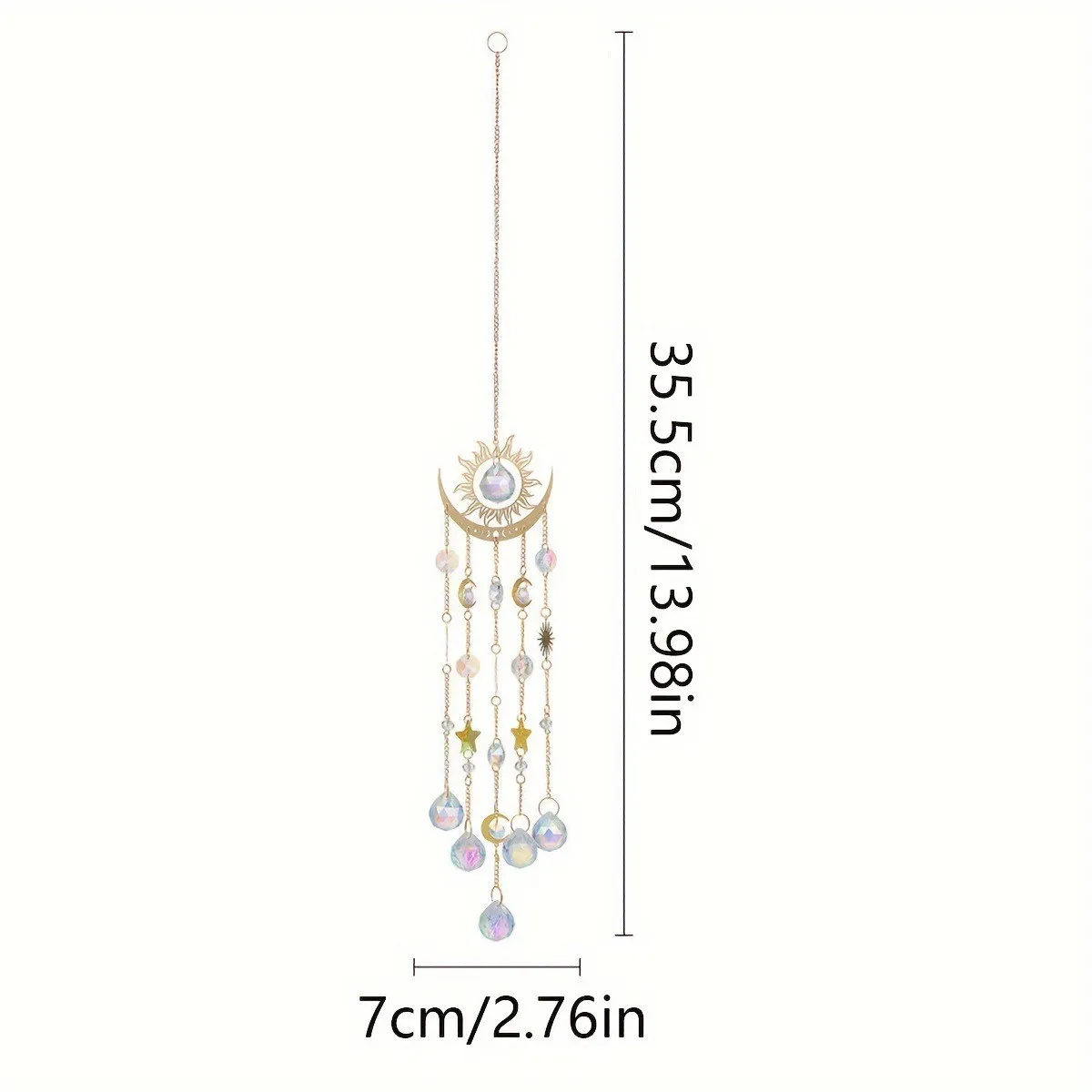 New gold flame moon crystal pendant sunlight catcher outdoor garden AB colorful hanging decorations hanging ornaments