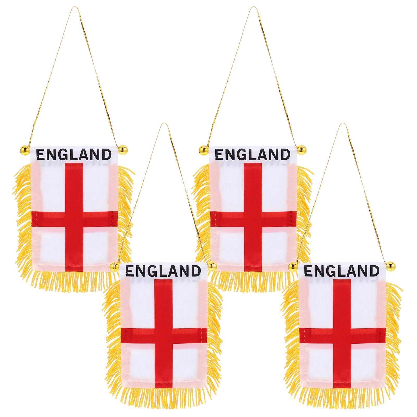 

4pcs England Flag Car Hanging Flags Mini Banners Automobile Decor Rearview Mirror Accessories Small Banners Car Ornaments