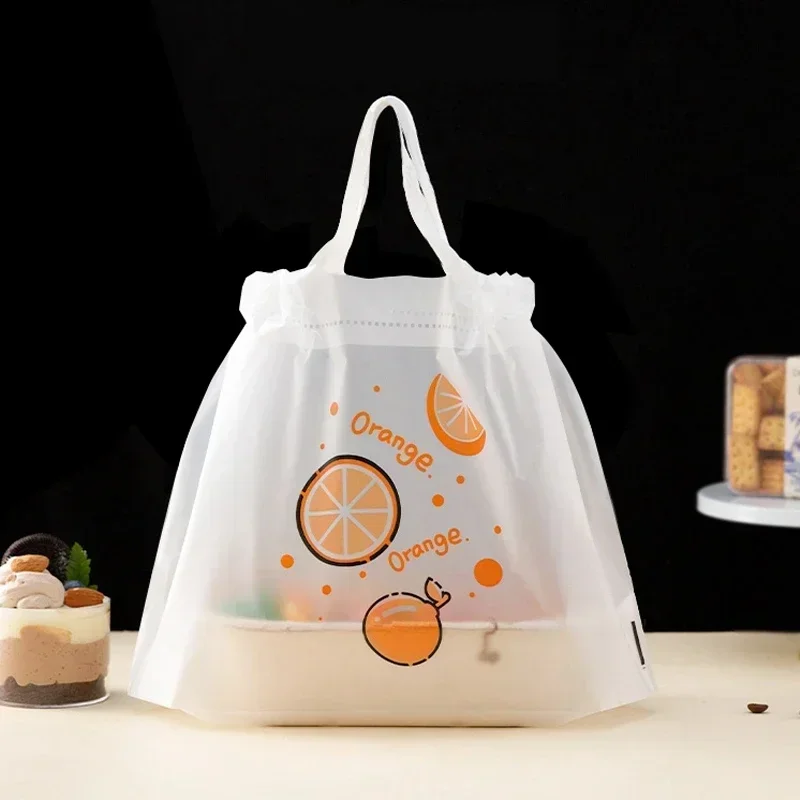 

50pcs Thick Neckline Drawstring Pull Plastic Bag Food Salad Packaging Plastic Bag Catering Takeaway Packaging Portable Bag