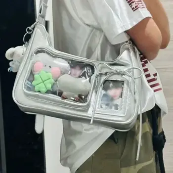 原宿風肩包 女款 韓版 透明痛包 學生包 斜背包 女款 日系設計師學院風 手提包 皮夾 10 最佳銷售 原宿包 - №2