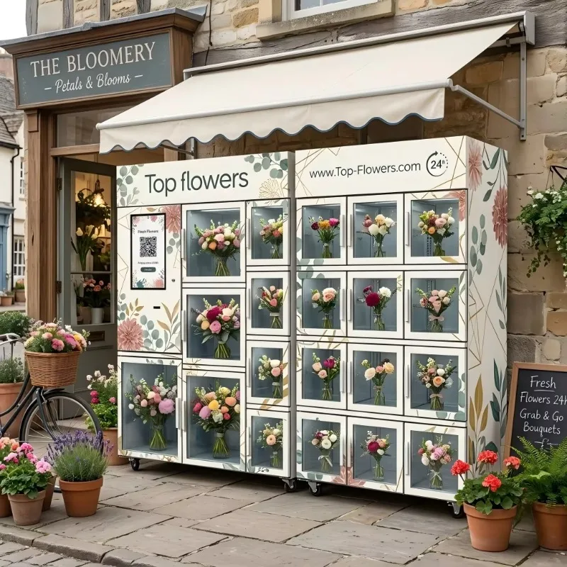 1 to 4℃ 8 Cells Maquina Expendedora De Flores Self-Service Refrigerated Flower Vending Machine for Supermarket Mall