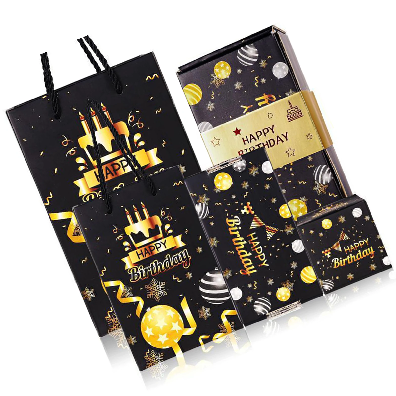 Anniversary Keepsake Party Present Gold Stamping Candy Packaging Bag Box Paper Favor Packaging Box for Women Girls Men Boys
