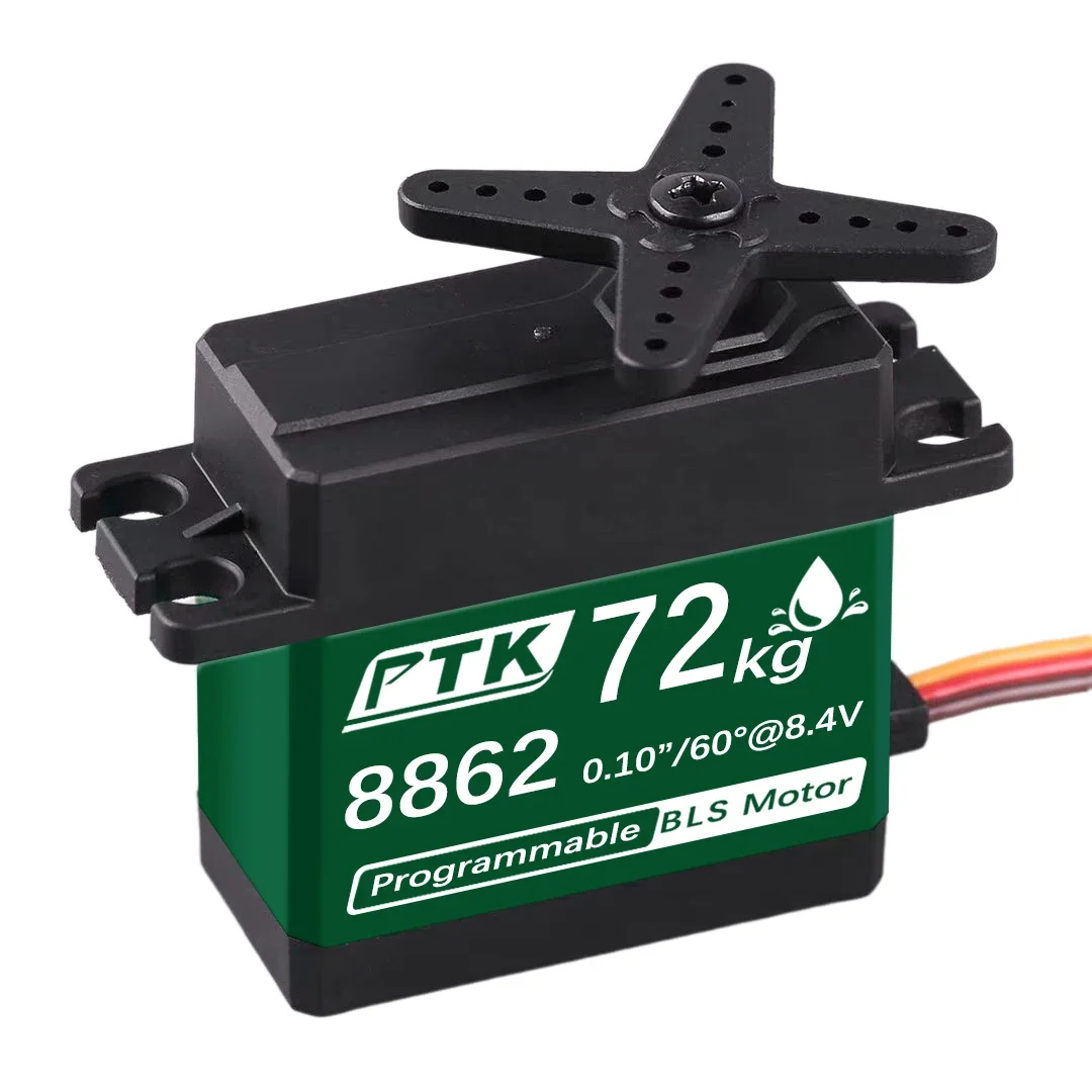 PTK 8862 72KG Digital Servo High Torque Waterproof Steel Gear Brushless Motor for 1/8 1/10 RC Car Crawler Fixed Wing Model Drone