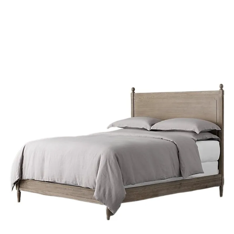 

French rural retro, all solid wood bed, American simple villa solid wood
