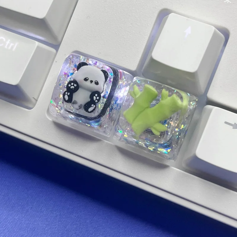 

Cartoon Panda Translucent Keycaps Handmade DIY Resin Mechanical Keyboard Keycaps XDA Height MX Switch Gaming Keyboard Keycaps