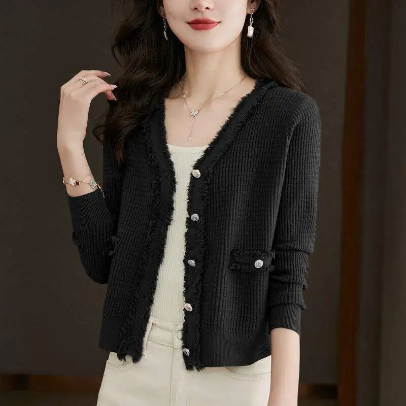 여성 니트 하이웨이스트 자켓 가을 겨울 신상 슬레 태슬 카디건 스웨터 아우터웨어 패션 여성 의류