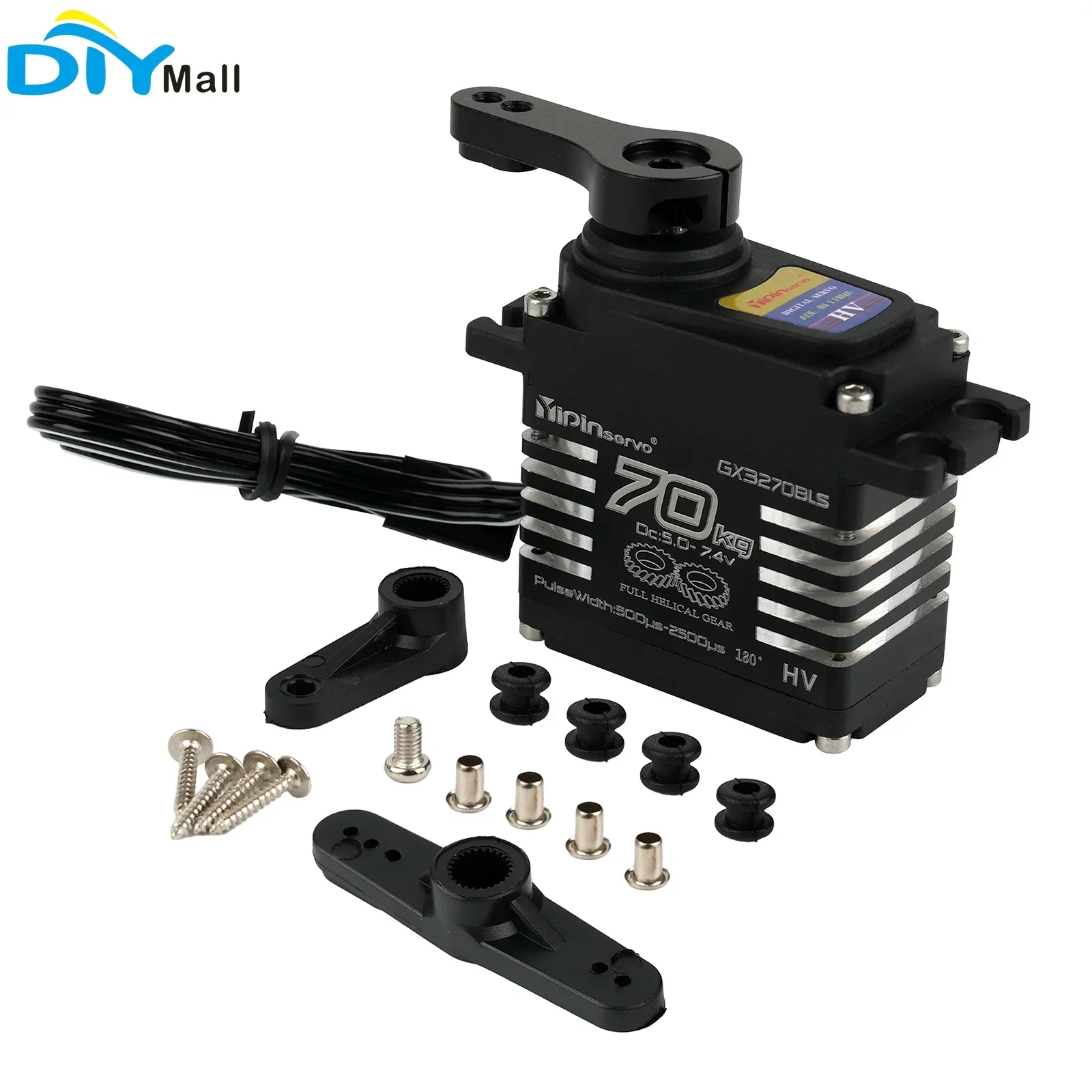 70KG servomotor 5.0-7.4V high torque semi-metal digital servo brushless motor 180/270/357 degrees