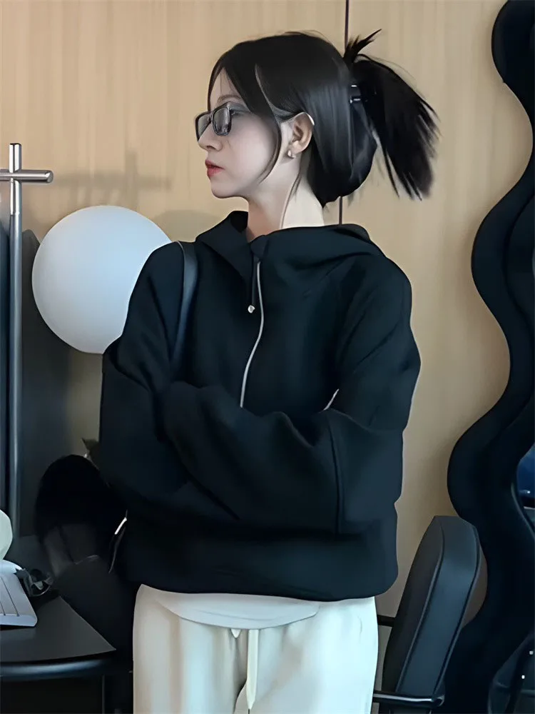 Loose Fit Hoodie Jaet Dames Lente Herfst Nieuwe Sle f Casual bovenkleding met ritssluiting Premium Feeling Top