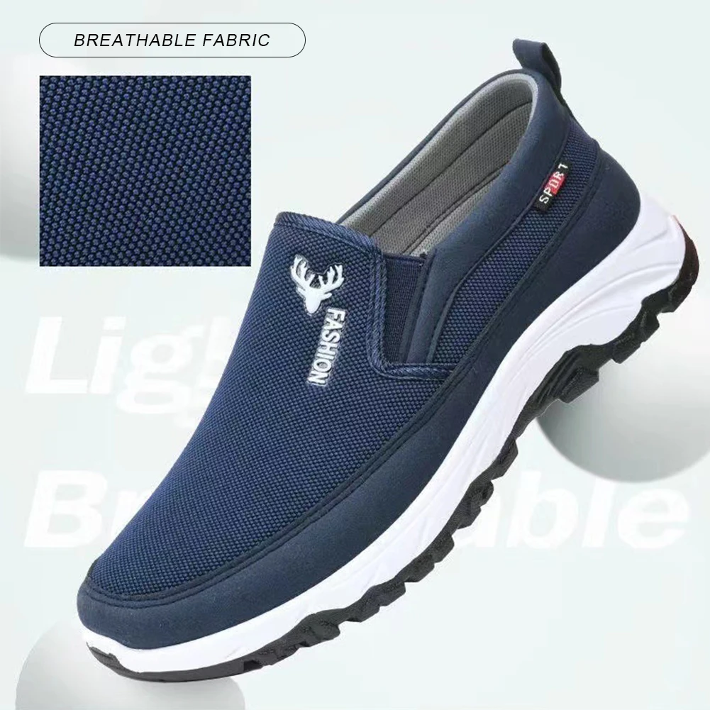 2024 Lightweight Men Casual Shoes Breathable Slip on Male Casual Sneakers Anti-slip Men\'s Flats Outdoor Walking Shoes Size 39-44