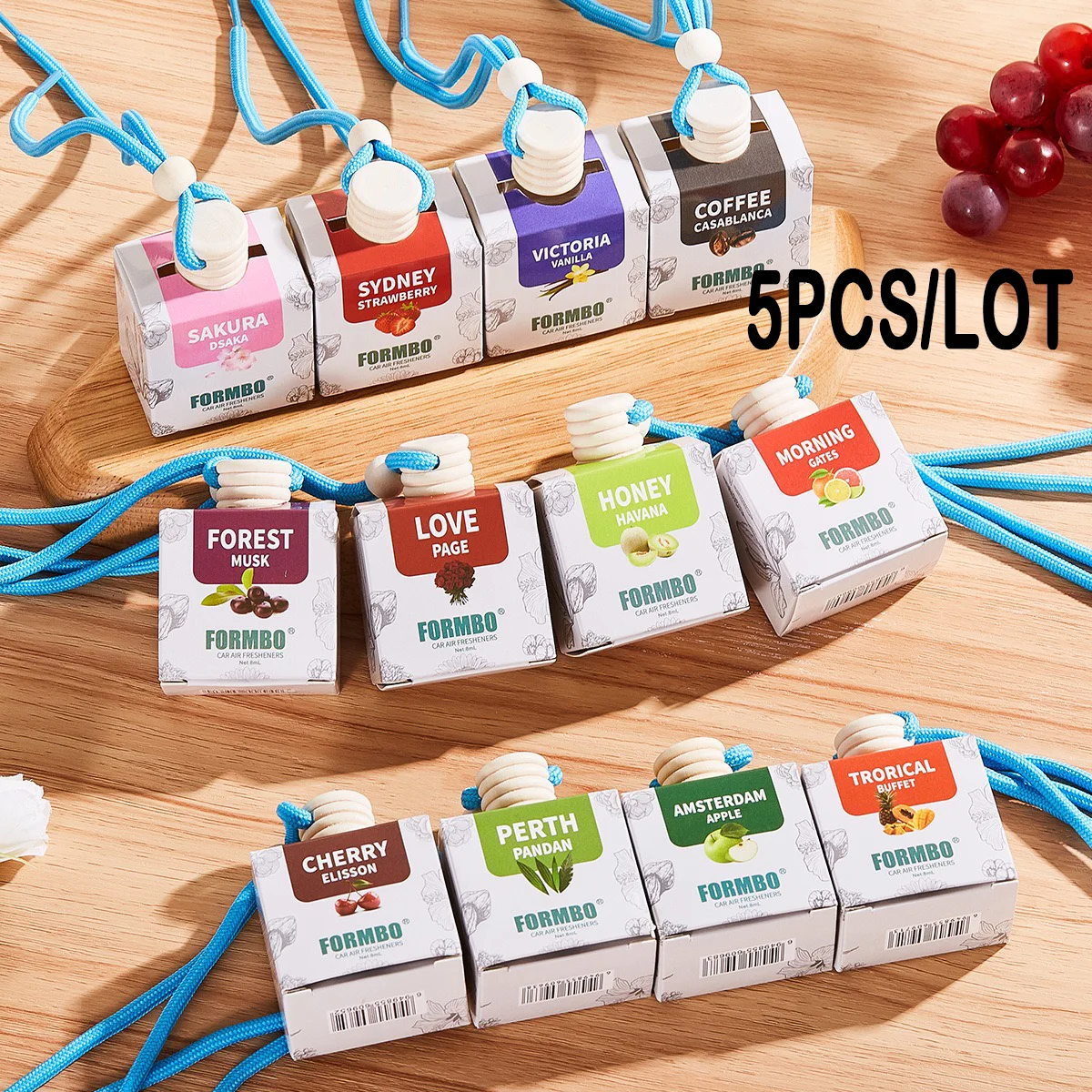 

5PCS/LOT Car Air Freshener Hanging Decor-Essential Oil Aroma Diffuser, Eliminates Odors with Adjustable Rope for Rearview Mirror