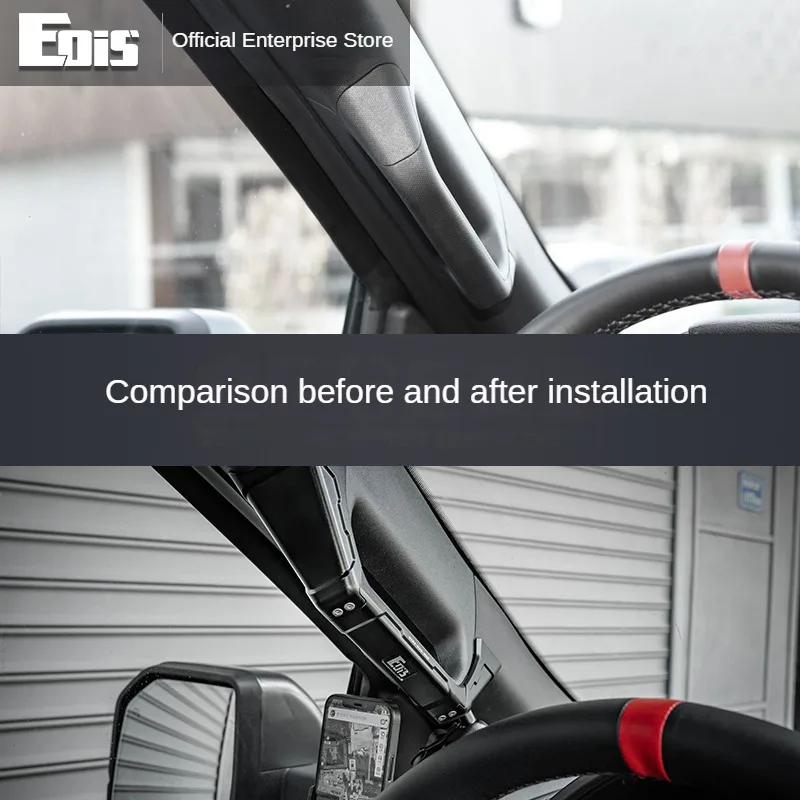 Eois Aluminum-Magnesium Alloy A-Pillar Grab Handle with Phone Mount,  for 2017–2020 Ford Raptor F-150