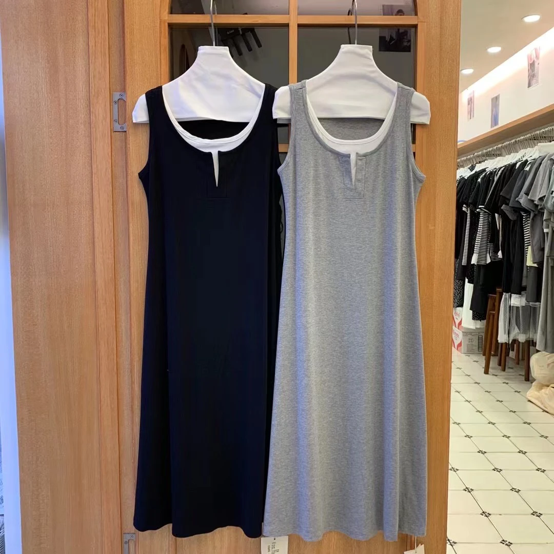 

Жилет Ele Color Blo Svel Дизайн Dr Летняя повседневная длинная юбка Французский сле Свободная талия Другой материал Тонкий облегающий костюм