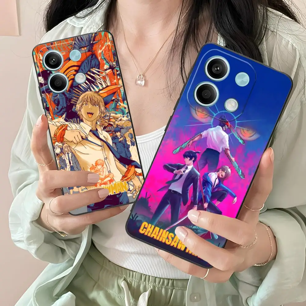 

Чехол для мобильного телефона с изображением бензопилы Anime Man для Xiaomi Redmi Note 14 13 12 11 A5 3 2 1 Pro Plus 4G 5G с цветной печатью, защитный чехол