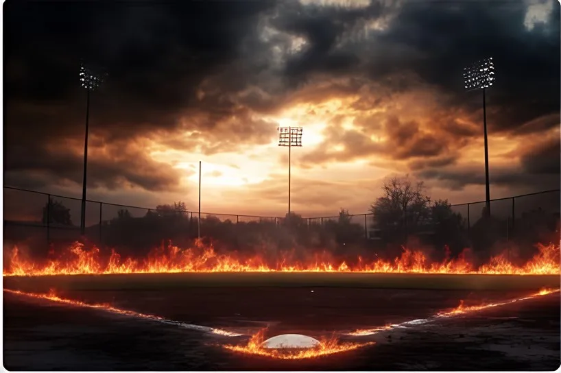 야구 경기장 조명 필드 소프트볼 연기 불꽃 나무 배경 컴퓨터 인쇄 벽 사진 스튜디오 배경