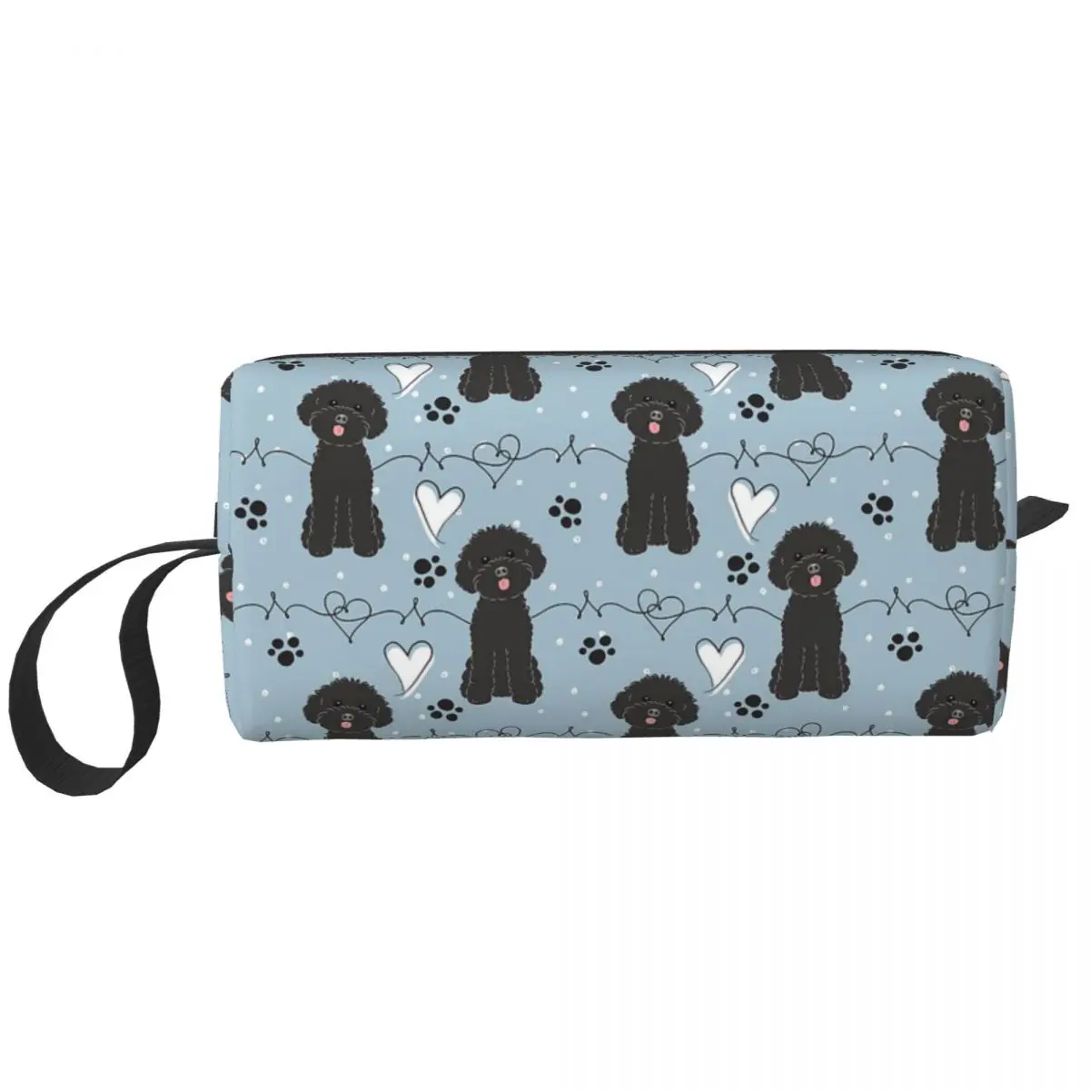 

LOVE Black Toy Poodle Makeup Bag Cosmetic Organizer Storage Dopp Kit Toiletry Cosmetic Bag for Women Beauty Travel Pencil Case