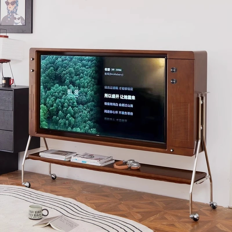 

Medieval TV Cabinet French Retro Living Room Home Floor Cabinet Movable TV Cabinet
